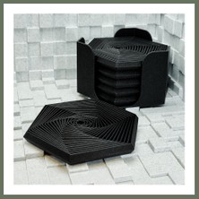 Bezos 3D Baskı Super Fidget Coaster Seti - Altıgen Desenli Bardak Altlığı ve Tutucu-Siyah Bezos1