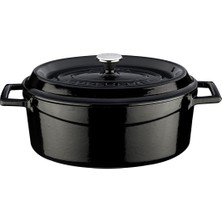 Cookware Trendy Dökme Demir Emaye Güveç, Oval, 25 Cm, 3,19 L, Siyah