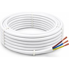 3x2,5 mm Cca Ttr Beyaz Renk Kauçuk Topraklı Seyyar Elektrik Kablosu (10 Metre)