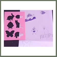 Bezos 3D Baskı Hayvan Figürleri Çizim Şablonu - Çoklu Desen Kalıbı - Pembe Bezos1