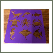 Bezos 3D Baskı Deniz Hayvanları Çizim Şablonu - Çoklu Desen Kalıbı - Mor Bezos1