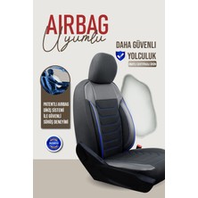 Bar Oto Tuning Kia Sportage Lüks Kumaş ve Deri Detaylı 5li Oto Koltuk Kılıfı Siyah Mavi
