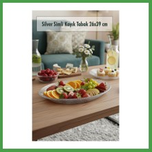 Soi Home Silver Simli Büyük Kayık Tabak Sunum & Servis Tabağı - 26,5 x 39,5 cm Soı