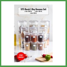 Soi Home 18'li Barok Yuvarlak 3 Boy Kavanoz Seti & Saklama Kabı & Erzak Kabı (6*2000 Ml, 6*1000 ml ,6*500 Ml) Soı