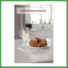Soi Home Akrilik Beyaz Kek Fanusu ve Servis Seti - 33 x 39 x 14 cm Soı