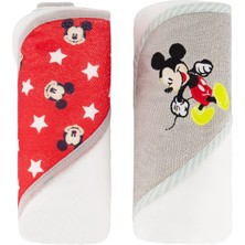 Tr Cudlie Erkek Bebek Mickey Mouse 2'li Paket Küçük Yıldız Baskılı Kapüşonlu Havlu