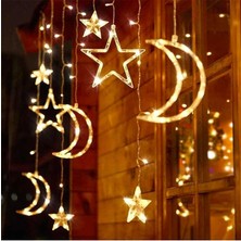 Tr LED Işık Dekorasyon Süsleme Perde LED Ay Yıldız Hilal Ramazan Süsleme Gün Işığı LED Ro