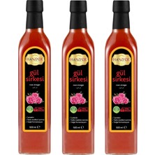 Tr Gül Sirkesi 500 ml x 3 Adet Doğal Fermantasyon Içilebilir Katkısız Cam Şişe