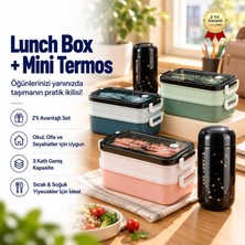 Tr 3 Katlı Lunch Box ve 200 ml Mini Termos Seti, Paslanmaz Çelik