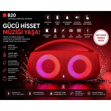 Tr B20 Bluetooth Hoparlör, USB ve Hafıza Kartı Girişli, Fm Radyolu, Şarjlı Taşınabilir Kablo
