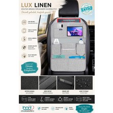 Tr Lux Linen Serisi Keten Koltuk Arkası Düzenleyici Araç Içi Organizer Gri