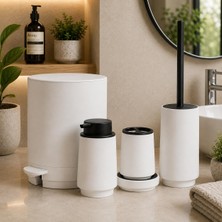 Tr Akrilik Banyo Seti 5 Parça, Çöp Kovası, Tuvalet Fırçası, Sıvı Sabunluk, Diş Fırçalık