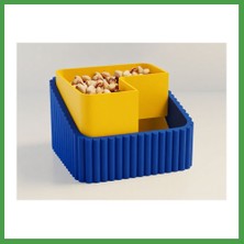 Soi Home 3D Baskı Fıstık Kasesi - Çift Hazneli Kabuk Ayırıcı Sunum Kasesi - Mavi Sarı Soı