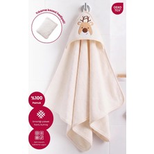 Tr Kapüşonlu Bebek Banyo HAVLUSU%100 Pamuk Bebek Havlu Oeko-Tex® Havlu Kundak - Ekru Geyik, 75 x