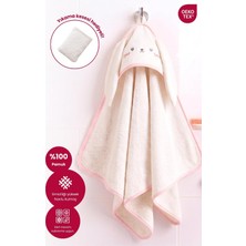 Tr Kapüşonlu Bebek Banyo HAVLUSU%100 Pamuk Bebek Havlu Oeko-Tex® Havlu Kundak - Ekru Tavşan, 75