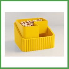Soi Home 3D Baskı Fıstık Kasesi - Çift Hazneli Kabuk Ayırıcı Sunum Kasesi - Sarı Sarı Soı