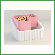 Soi Home 3D Baskı Fıstık Kasesi - Çift Hazneli Kabuk Ayırıcı Sunum Kasesi - Beyaz Pembe Soı