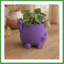 Soi Home 3D Baskı Smiley Face Planter - Gülümseyen Karakterli Saksı-Mor Soı