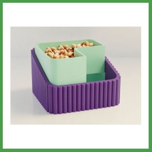 Soi Home 3D Baskı Fıstık Kasesi - Çift Hazneli Kabuk Ayırıcı Sunum Kasesi - Mor Mint Soı