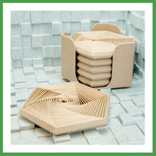 Soi Home 3D Baskı Super Fidget Coaster Seti - Altıgen Desenli Bardak Altlığı ve Tutucu-Bej Soı
