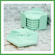 Soi Home 3D Baskı Super Fidget Coaster Seti - Altıgen Desenli Bardak Altlığı ve Tutucu-Mint Soı