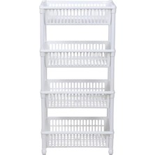 Tr Beyaz Tekerlekli Sebzelik ve Meyvelik 4 Katlı Plastik Patates ve Soğan Sepeti 51X21, H:95CM