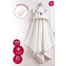 Tr Kapüşonlu Bebek Banyo HAVLUSU%100 Pamuk Bebek Havlu Oeko-Tex® Havlu Kundak - Beyaz Koala, 75 x