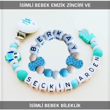 Tr Isimli Bebek Emzik Zinciri ve Bebek Bileklik Seti, Turkuaz
