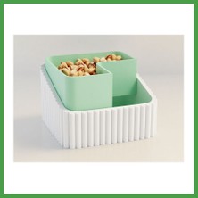 Soi Home 3D Baskı Fıstık Kasesi - Çift Hazneli Kabuk Ayırıcı Sunum Kasesi - Beyaz Mint Soı