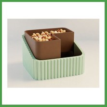 Soi Home 3D Baskı Fıstık Kasesi - Çift Hazneli Kabuk Ayırıcı Sunum Kasesi - Mint Kahverengi Soı