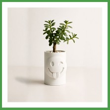 Soi Home 3D Baskı Emoji Planter - Göz Kırpan Yüzlü Sukulent Saksısı-Beyaz Soı