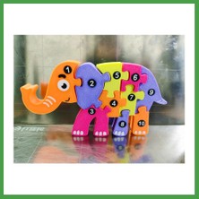 Soi Home 3D Baskı Numaralı Fil Puzzle - Rakam Sıralama ve Eşleştirme Oyuncağı Soı