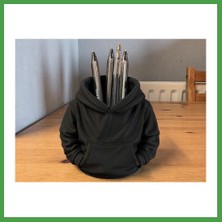 Soi Home 3D Baskı Kapüşonlu Sweatshirt Kalemlik - Masaüstü Organizer-Siyah Soı