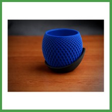 Soi Home 3D Baskı Küre Saksı - Kafes Dokulu Iki Parçalı Dekoratif Saksı - Mavi-Siyah Soı