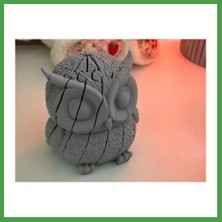 Soi Home 3D Baskı Hareketli Baykuş Figürü - Eklemli Flexi Oyuncak - Gri Soı