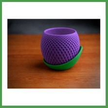 Soi Home 3D Baskı Küre Saksı - Kafes Dokulu Iki Parçalı Dekoratif Saksı - Mor-Yeşil Soı