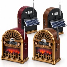 Go İthalat Solar - Ibreli Şömineli Radyo - Retro Am - Fm - Sw USB - Type-C Sarjlı Bt - Tf - USB Speaker YG-6041BTS (5691)