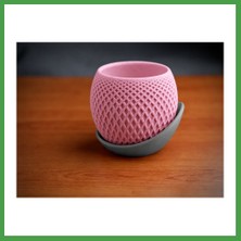 Soi Home 3D Baskı Küre Saksı - Kafes Dokulu Iki Parçalı Dekoratif Saksı - Pembe-Gri Soı