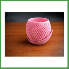 Soi Home 3D Baskı Küre Saksı - Kafes Dokulu Iki Parçalı Dekoratif Saksı - Pembe-Pembe Soı