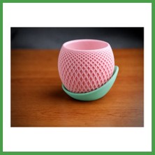 Soi Home 3D Baskı Küre Saksı - Kafes Dokulu Iki Parçalı Dekoratif Saksı - Pembe-Mint Soı