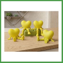 Soi Home 3D Baskı Hareketli Kalp Figürü - Eklemli Dekoratif Oyuncak (1 Adet)-Sarı Soı