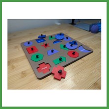 Soi Home 3D Baskı Ingilizce Etiketli Şekil Tanıma Puzzle Tahtası - 16 Geometrik Şekil, Bilişsel Gelişim ve Kelime Öğrenme Seti Soı