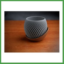 Soi Home 3D Baskı Küre Saksı - Kafes Dokulu Iki Parçalı Dekoratif Saksı - Gri-Kahverengi Soı