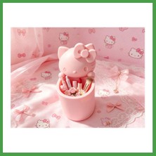 Soi Home 3D Baskı Fiyonklu Sevimli Kedi Figürlü Kalemlik - Masaüstü Organizer - Pembe Soı