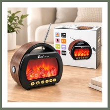 Bezos Fenerli Şömineli Bluetooth Radyo Hoparlör (Am/fm/sw, Usb/type-C, Tf) Bezos1