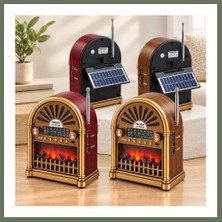 Bezos Solar Şarjlı Retro Bluetooth Radyo Hoparlör - Am/fm/sw, Usb/type-C Bezos1