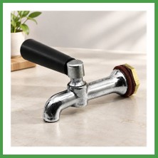 Soi Home Büyük Erkek Piknik Semaver Musluk Krom Gövde Siyah Kol Soı