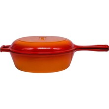 Tr Döküm Combo Derin Tava Tencere 26 cm Turuncu Metal Saplı Kapaklı