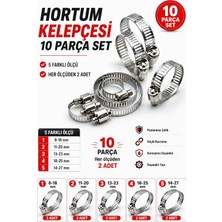Zephoo Paslanmaz Çelik Hortum Kelepçesi Seti 10 Parça 5 Farklı Ölçü 8-18 mm 11-20 mm 13-23 mm