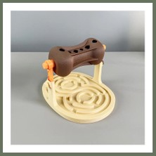 Bezos 3D Baskı Labirentli Köpek ve Kedi Zeka Oyuncağı Dönen Ödül Silindirli Yavaş Yeme Aktivite - Kahverengi Krem Bezos1